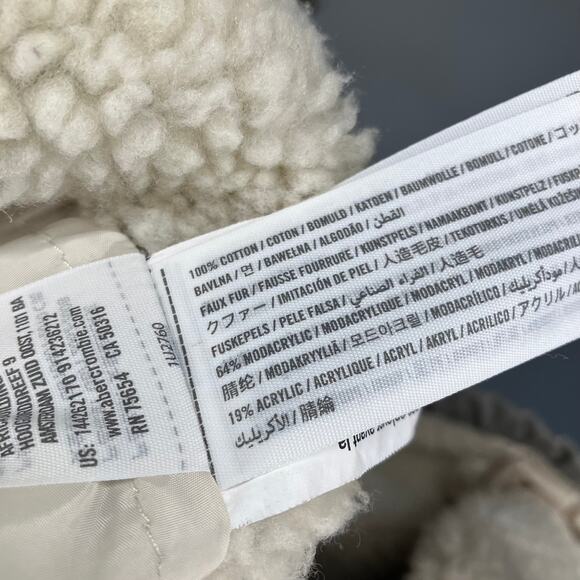 ABERCROMBIE & FITCH Faux Fur Sherpa Green Utility Parka Coat Medium - Picture 4 of 4